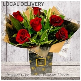 Luxury 6 Secret Kisses Red Explorer Rose Hand tied